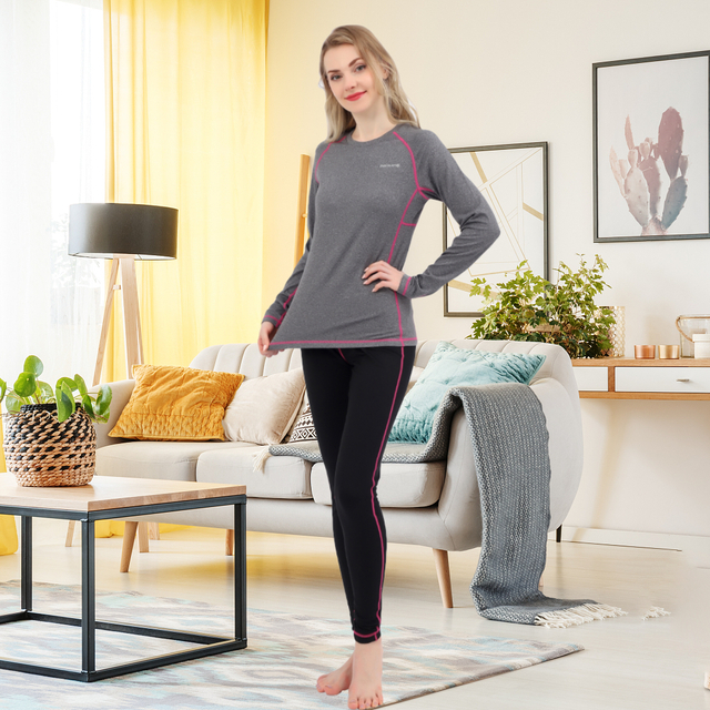 النساء الداخلية للملابس الداخلية الطويلة JOHNS BASE BASE Inner Fleece Top Bottom 2 PCS